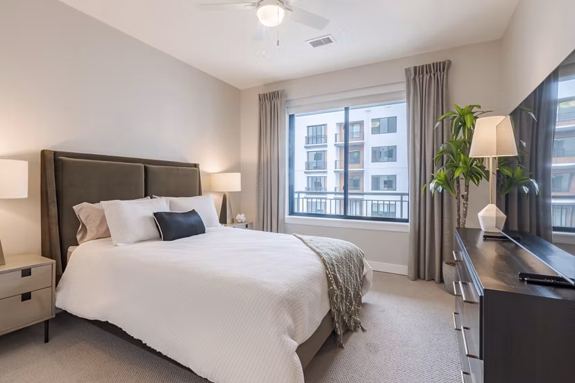 bedroom at The Hudson Apartments