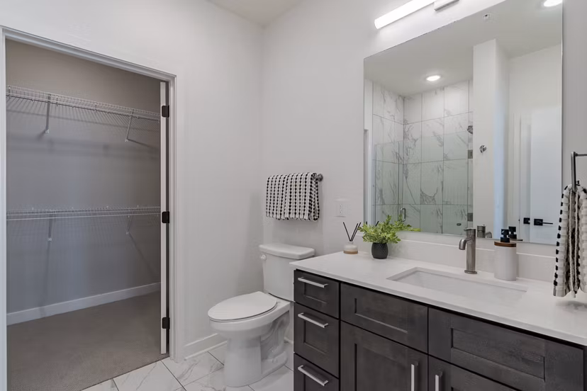 bathroom at The Hudson Apartments