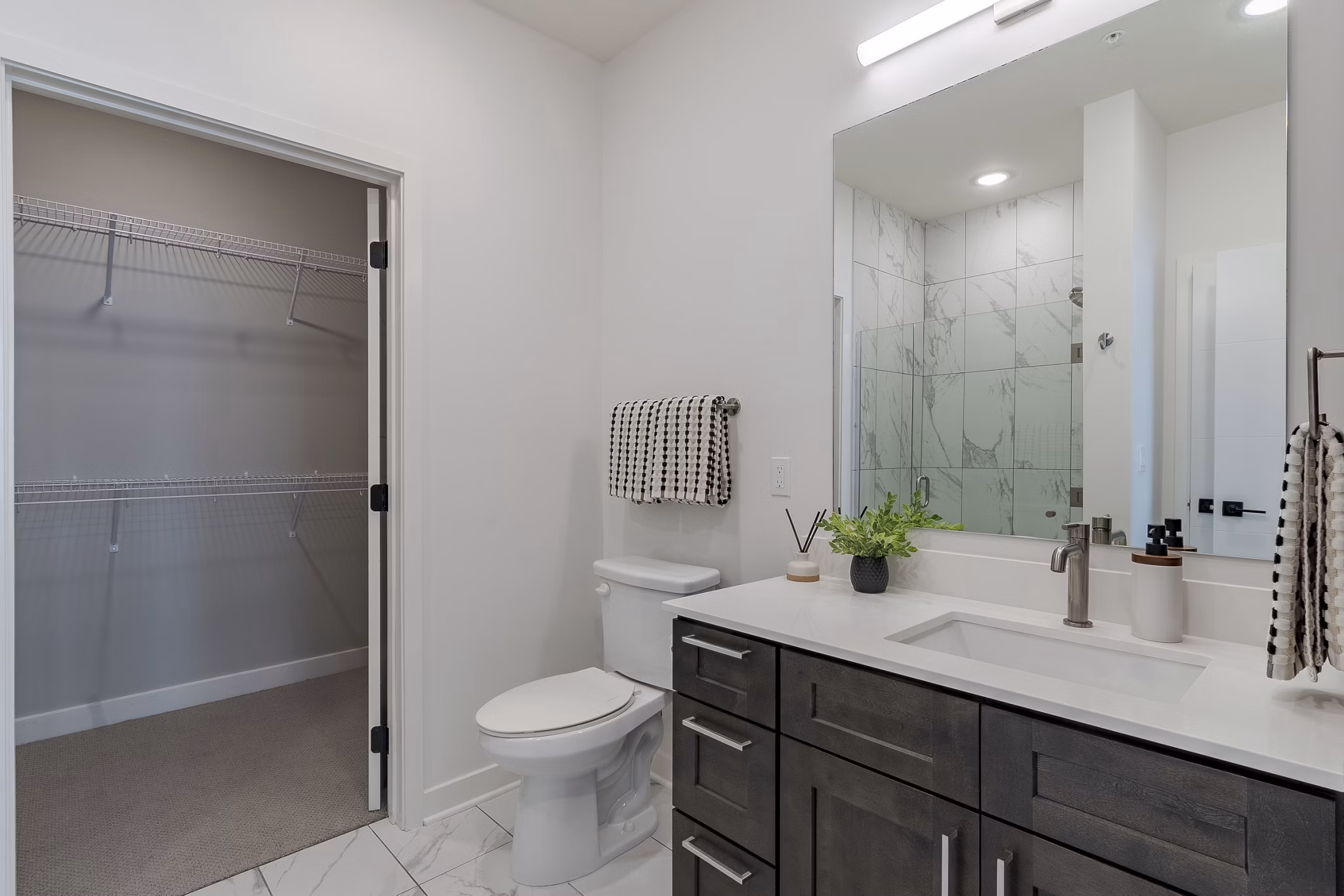 bathroom at The Hudson Apartments