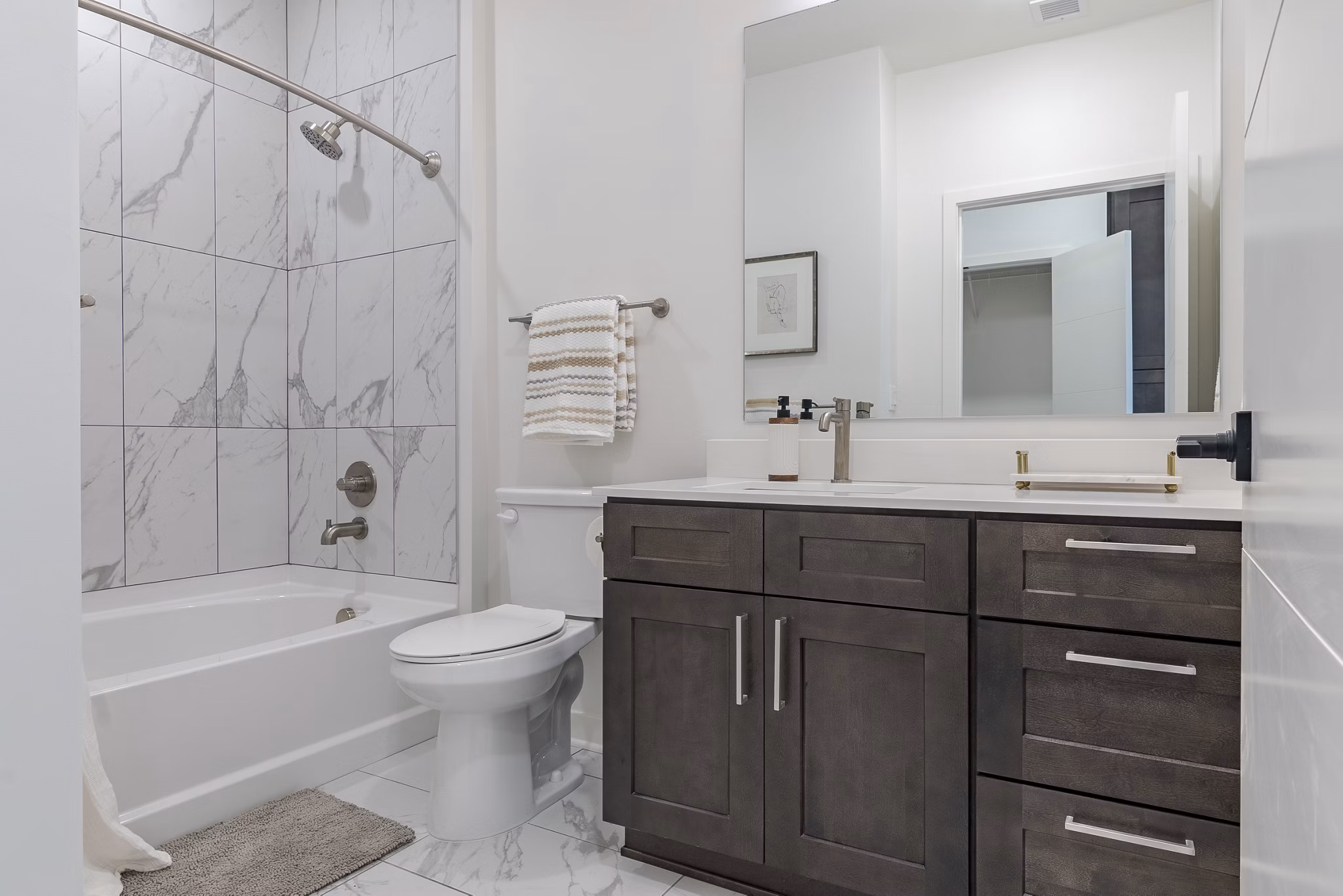bathroom at The Hudson Apartments