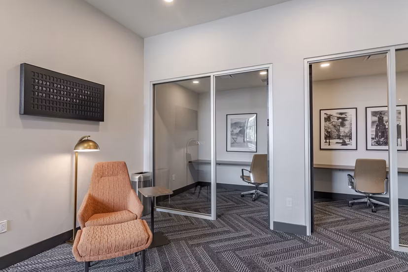 clubhouse business center at The Hudson Apartments