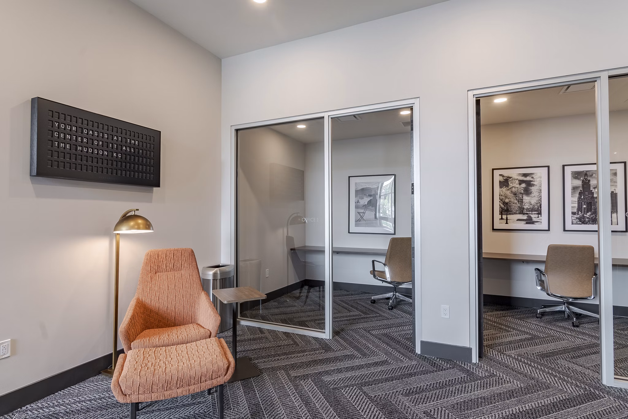 clubhouse business center at The Hudson Apartments