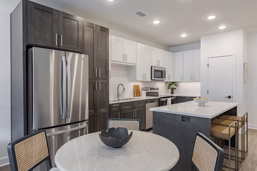 dining room and kitchen at The Hudson Apartments
