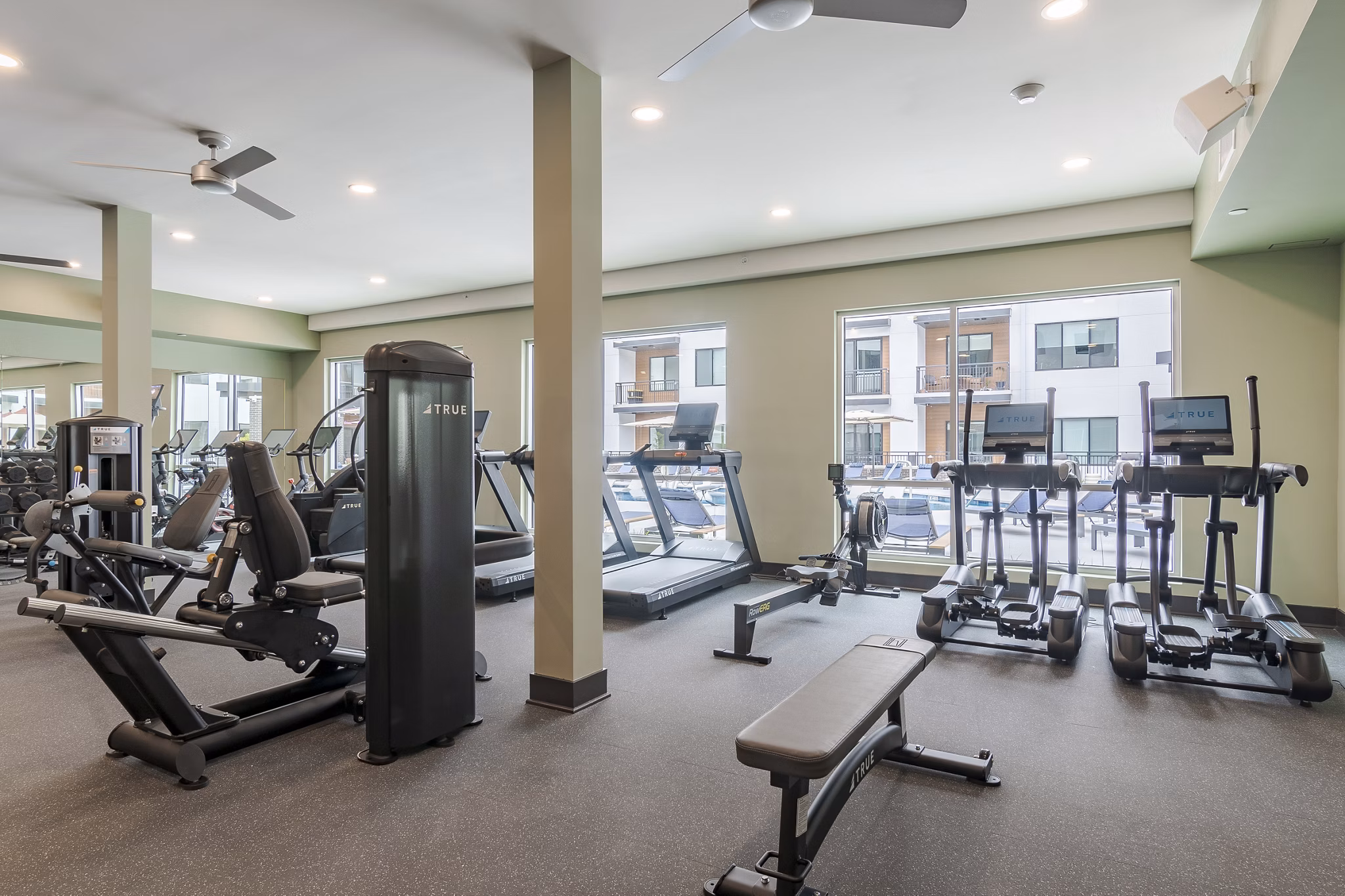 fitness center at The Hudson Apartments