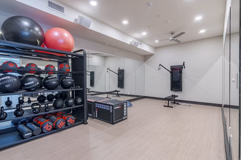 yoga studio at The Hudson Apartments