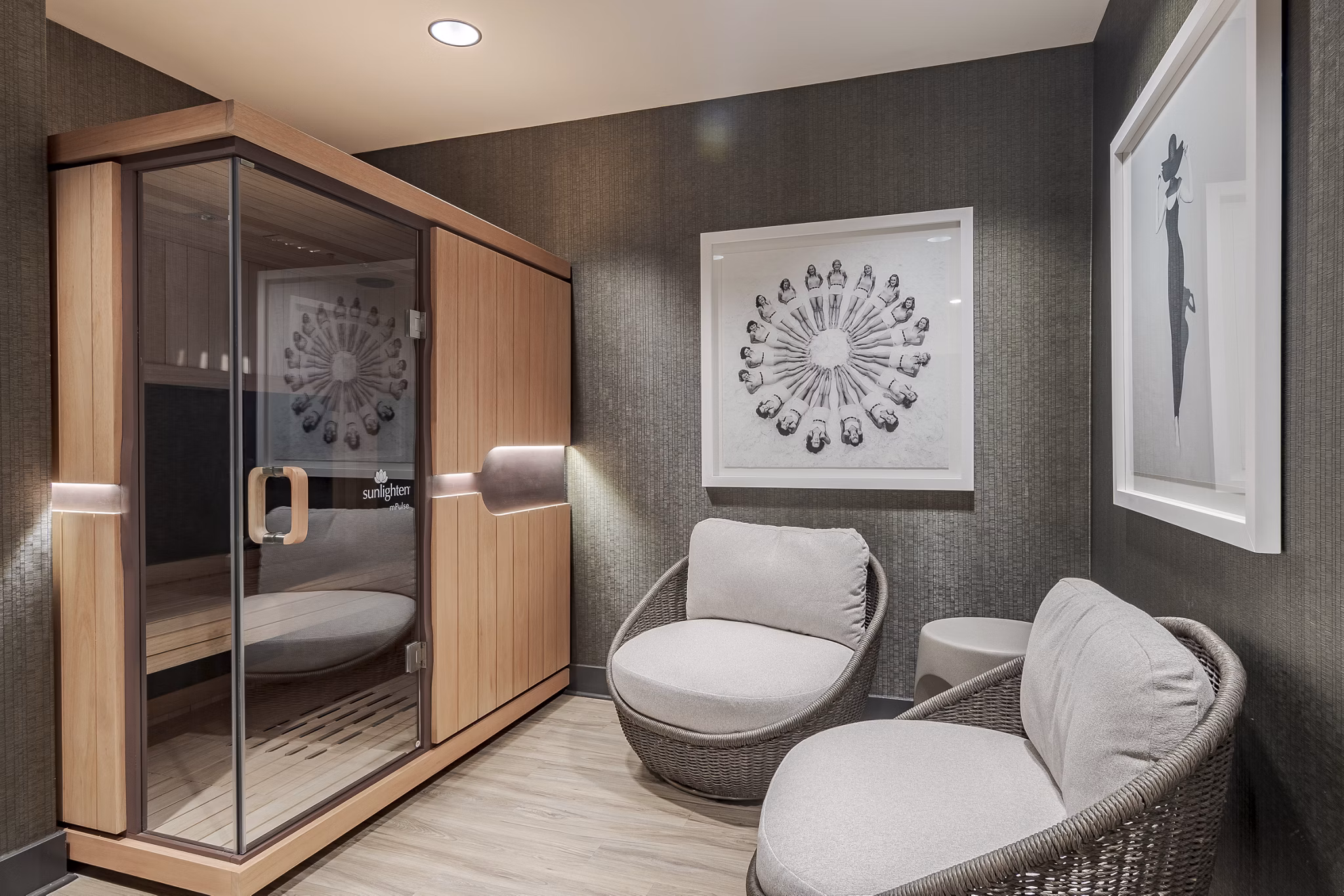 sauna at The Hudson Apartments