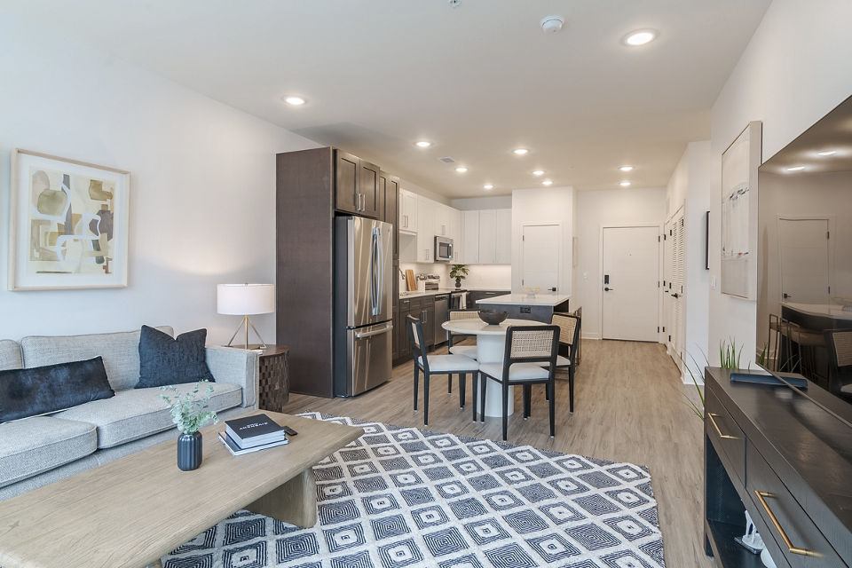 living room at The Hudson Apartments