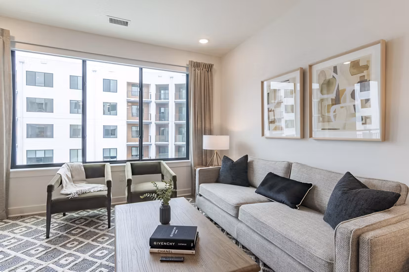 living room at The Hudson Apartments