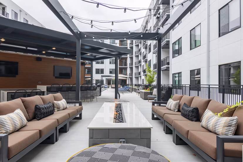 fire pit/patio at The Hudson Apartments