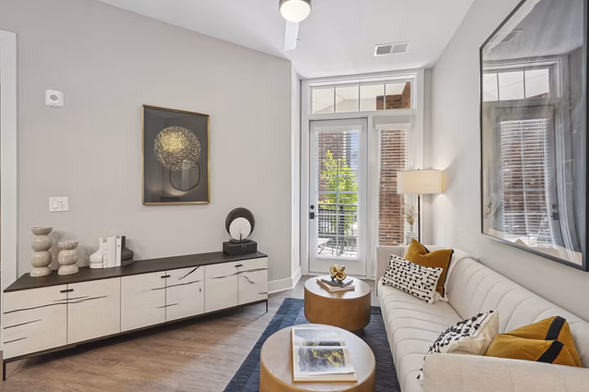 living room at The Hartley at Blue Hill Apartments