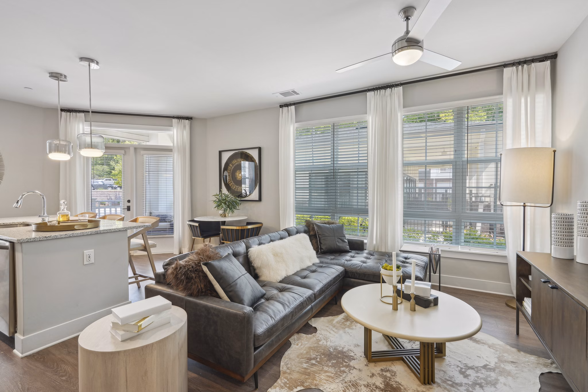 living room at The Hartley at Blue Hill Apartments