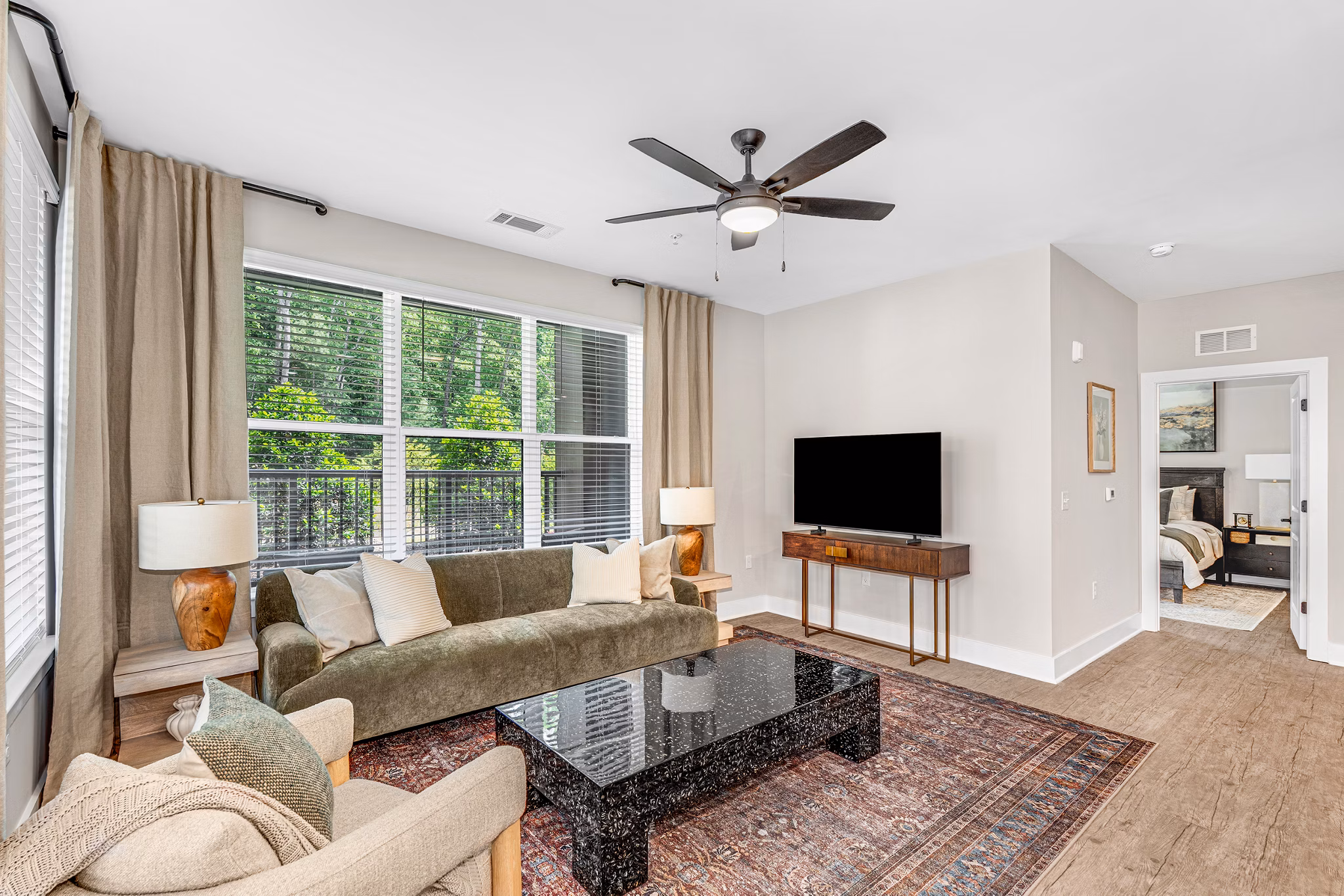 living room at Weller at the Preserve Apartments 