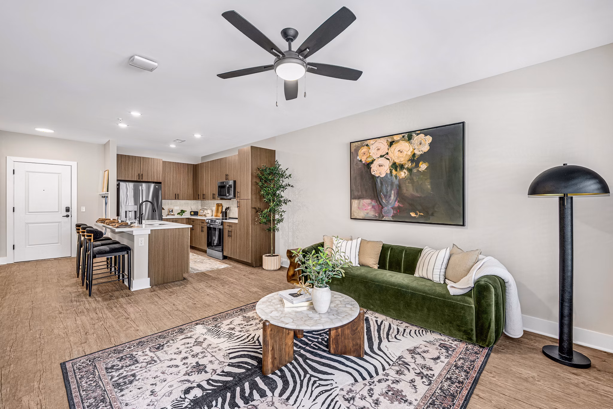 living room at Weller at the Preserve Apartments 