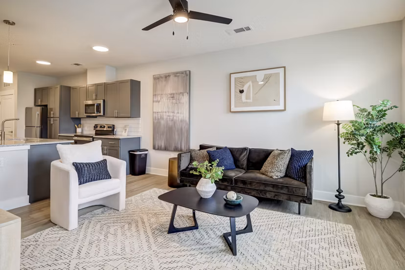living room at Bend on Bluebonnet Apartments