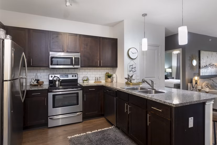 kitchen at 4 Corners Apartments 