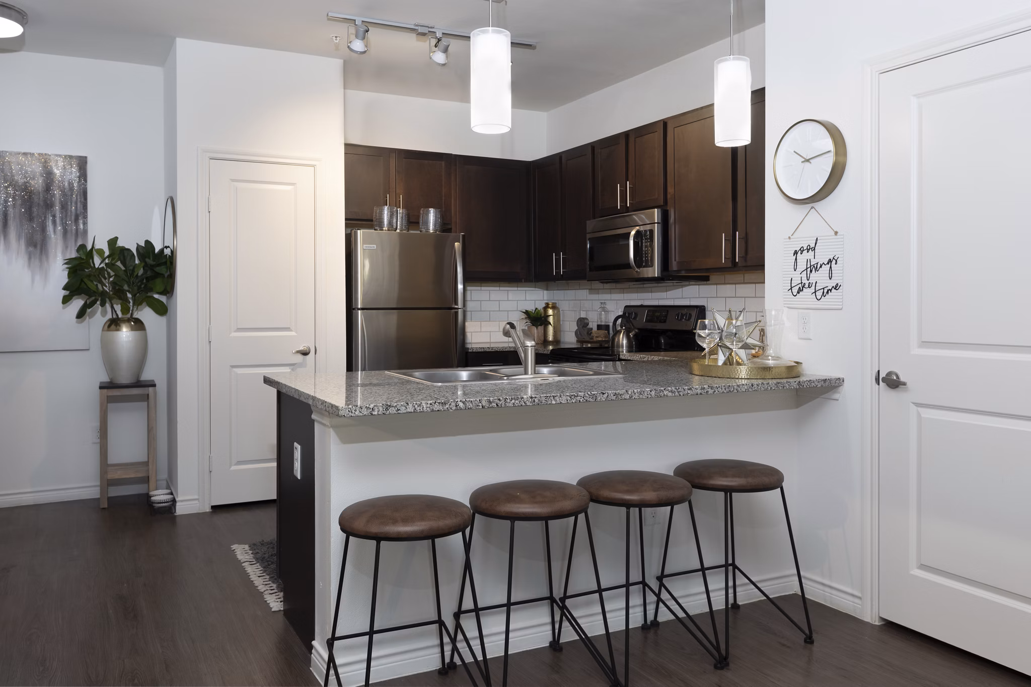 kitchen at 4 Corners Apartments 