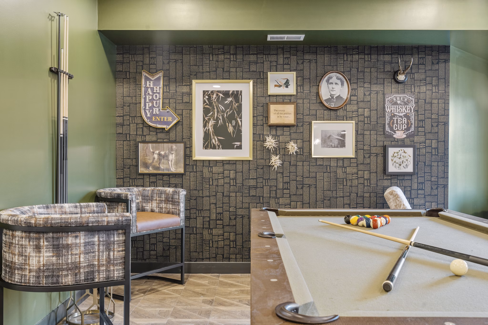 clubhouse game room at The Aurilla Apartments