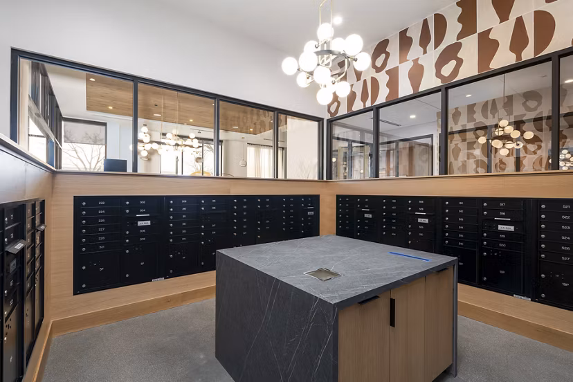 mail room at The Bohen Apartments