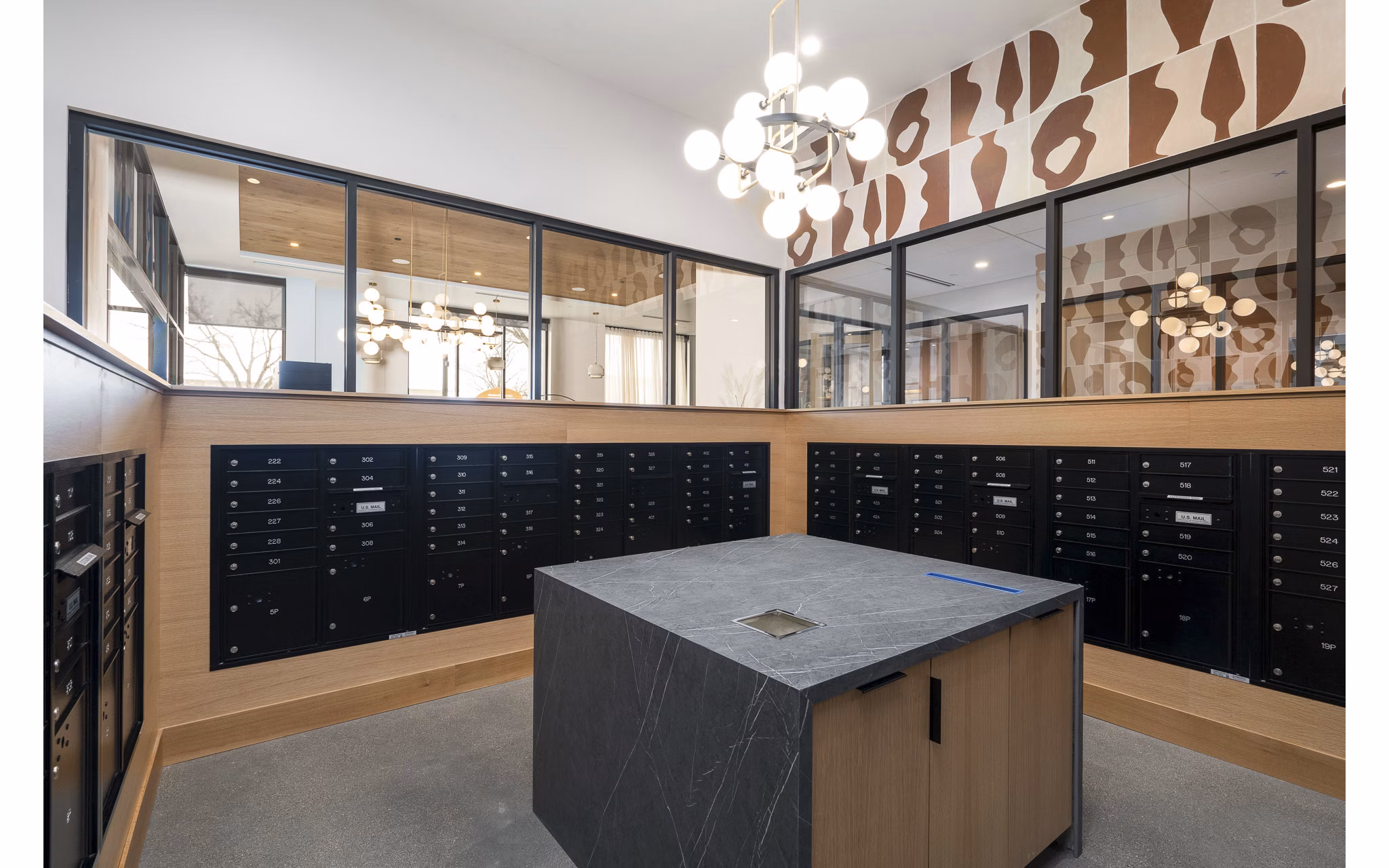 mail room at The Bohen Apartments
