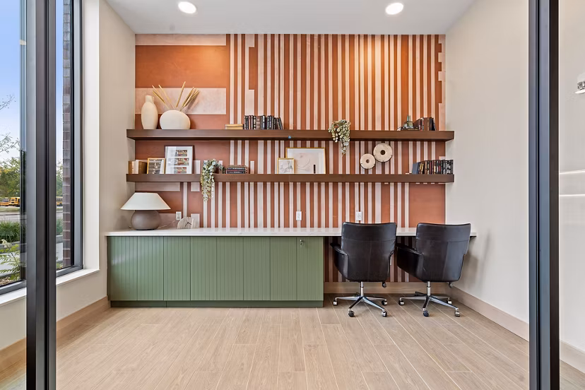 business center at The Hallon I Apartments