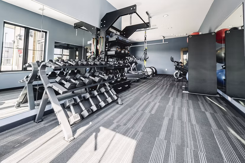 fitness center at Velo Village Apartments