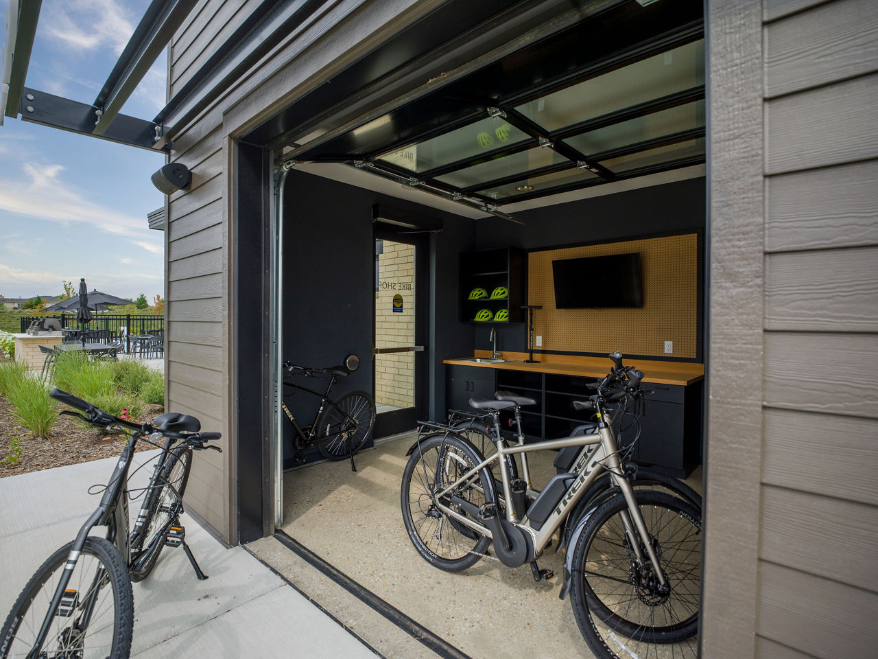 Bike room at Velo Village Apartments