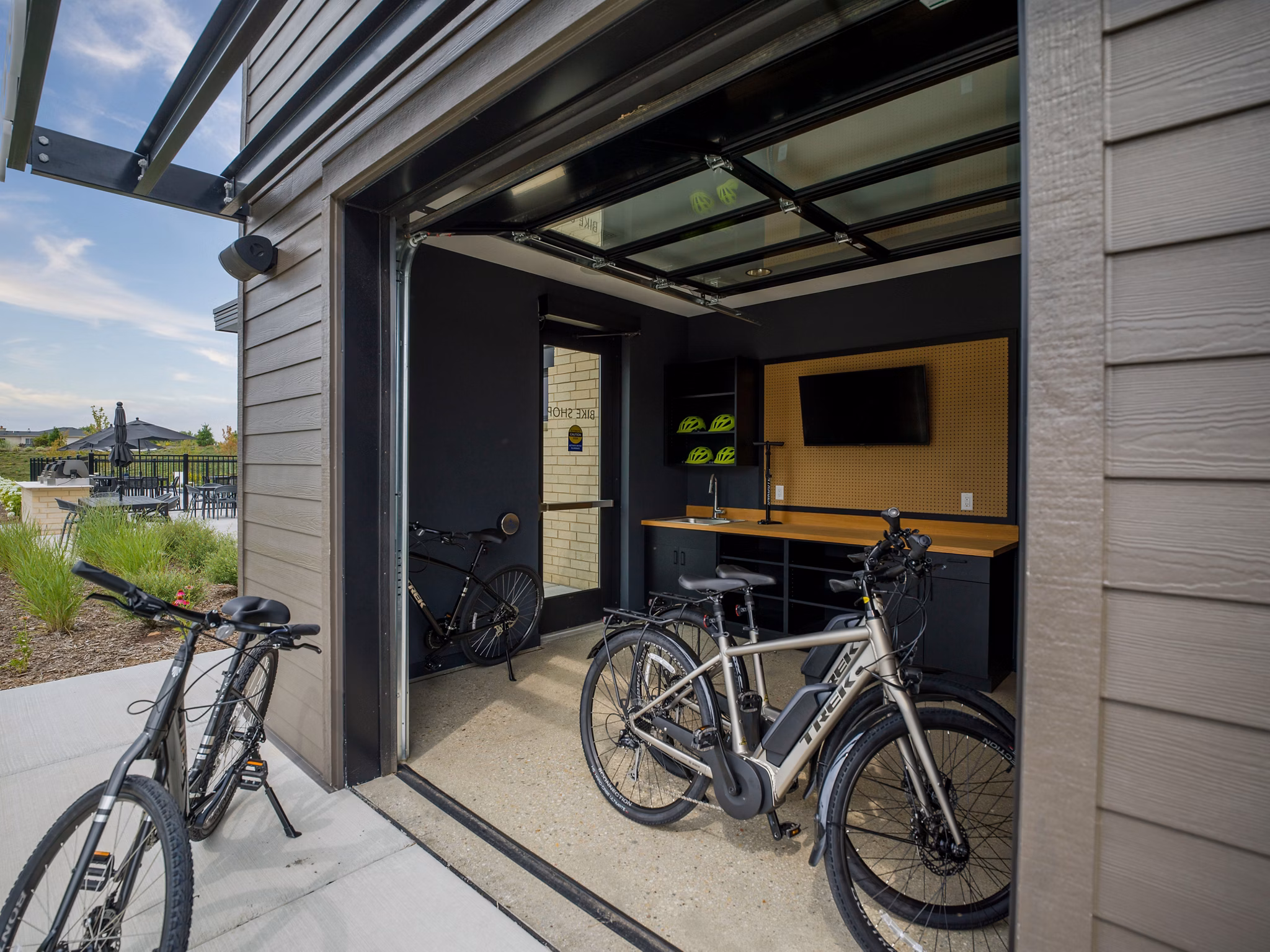 bike self repair area at Velo Village Apartments
