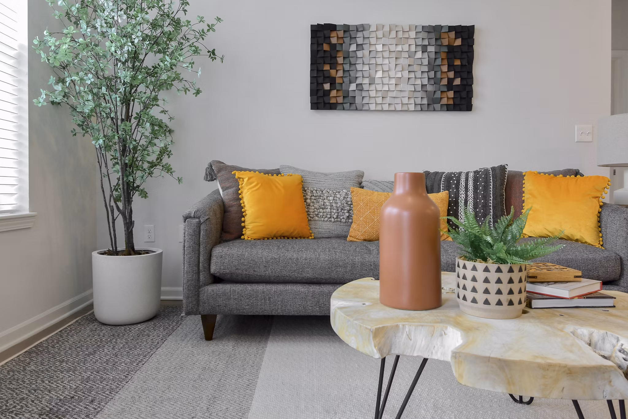 living room at The View on Collins Apartments