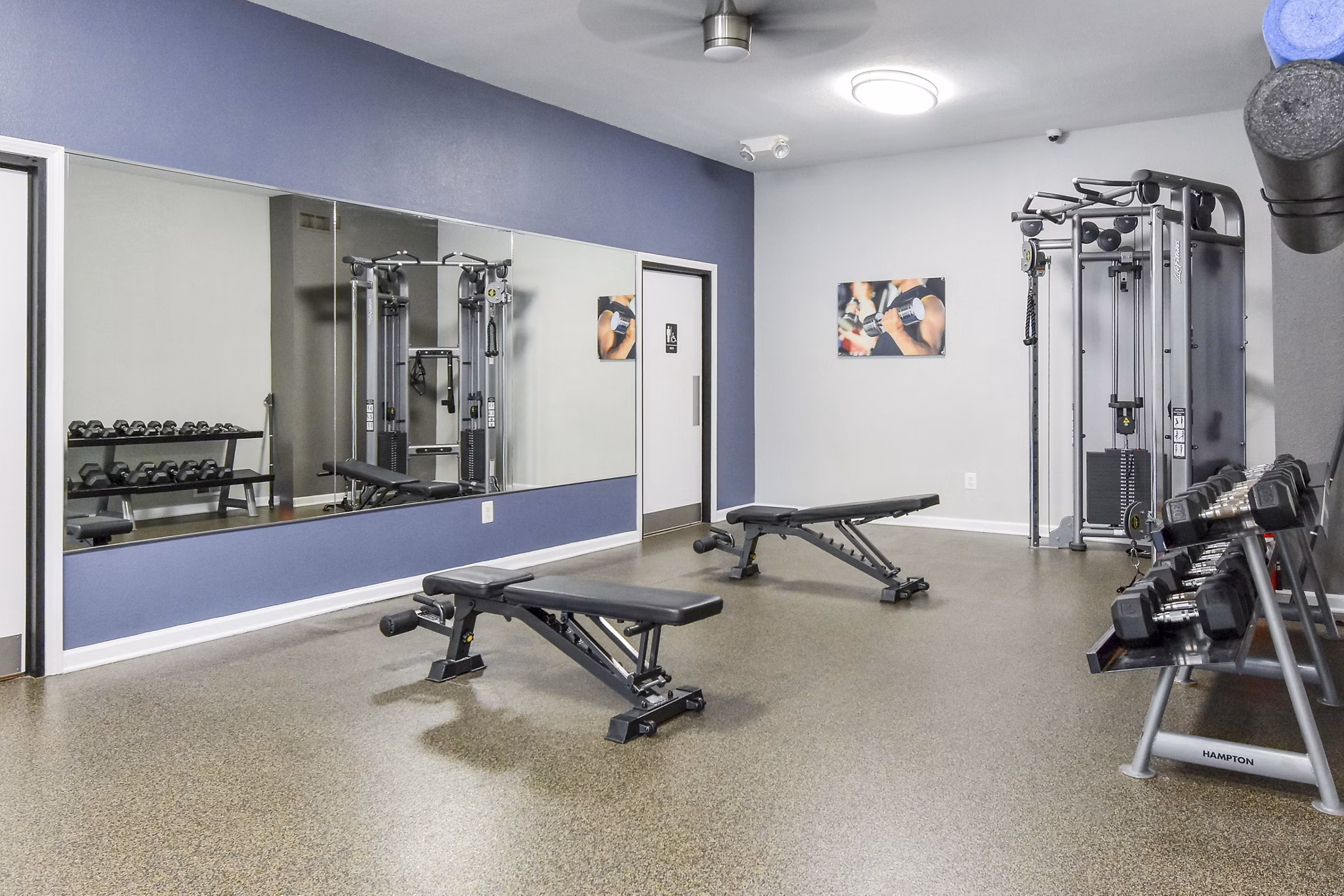 fitness center at The Villas at Main Street Apartments