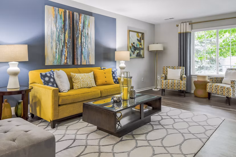 living room at The Villas at Main Street Apartment