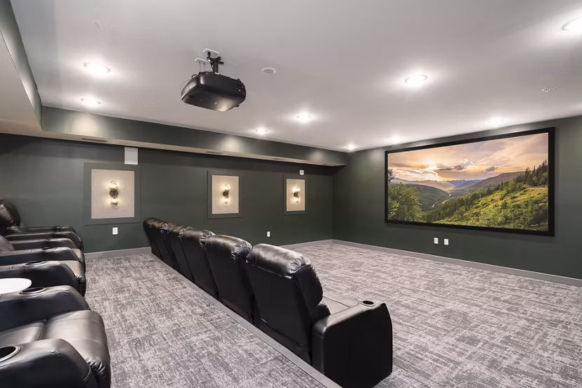 clubhouse movie theater at The Westlyn Apartments