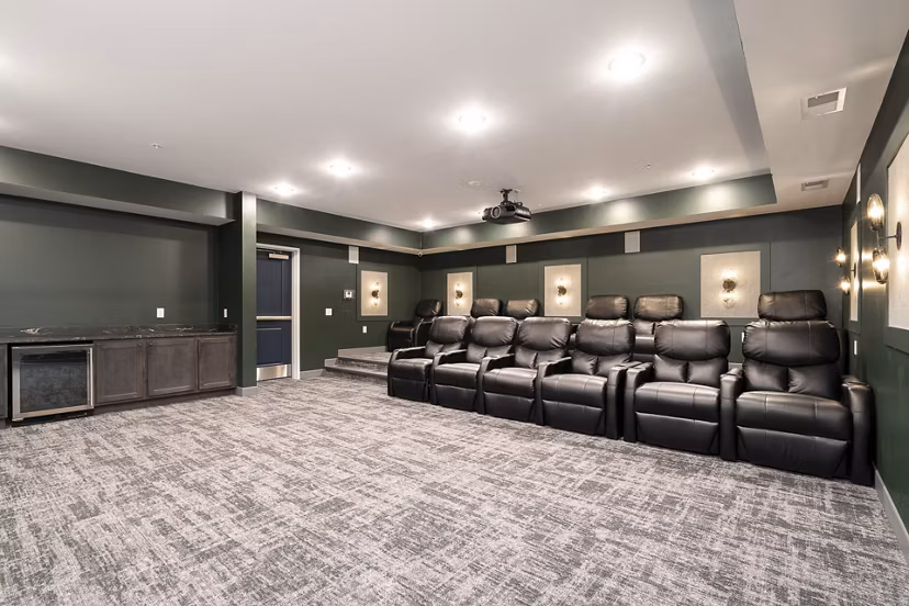 clubhouse movie theater at The Westlyn Apartments
