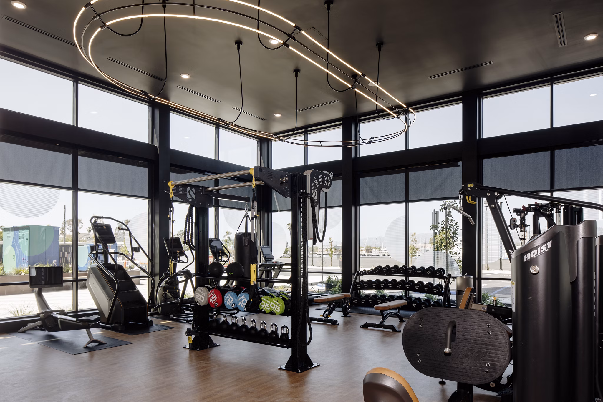 fitness center at Launch Apartments