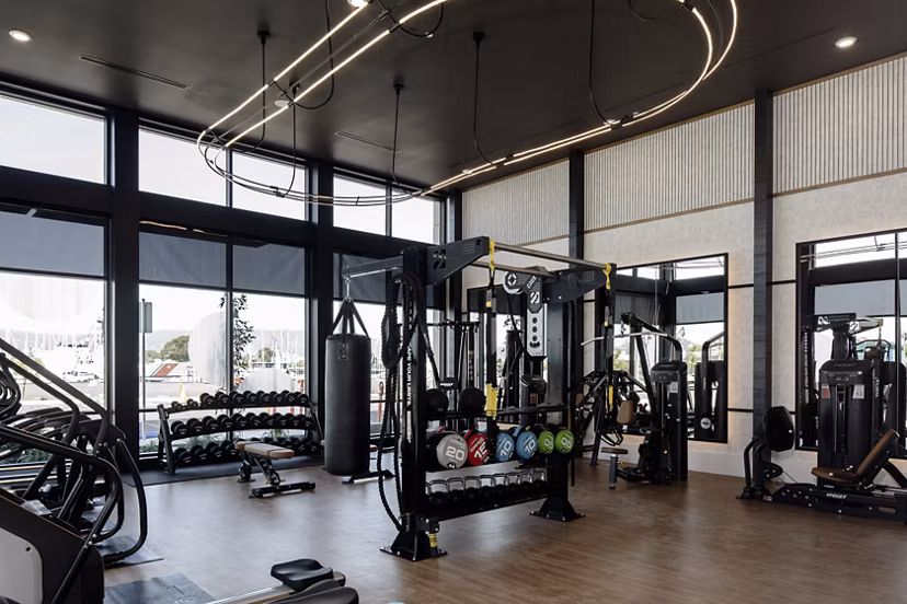 fitness center at Launch Apartments