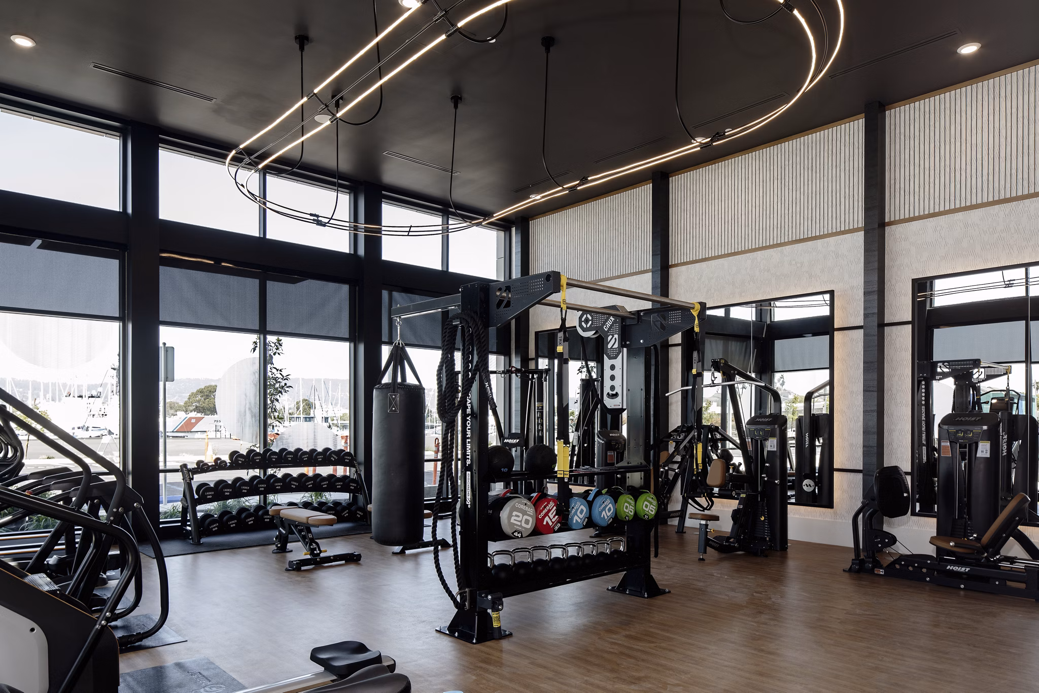 fitness center at Launch Apartments