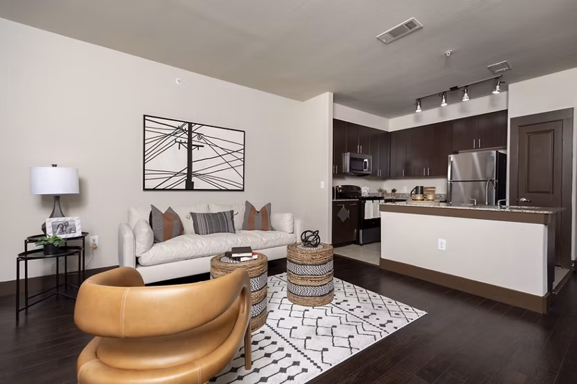 living room at Ten Pines at Summerwood Apartments 