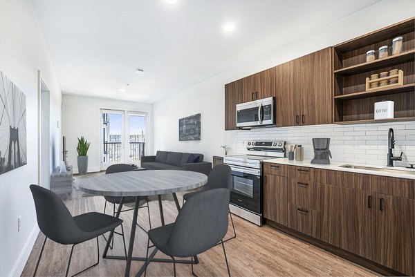 dining room at Revival on Platte Apartments