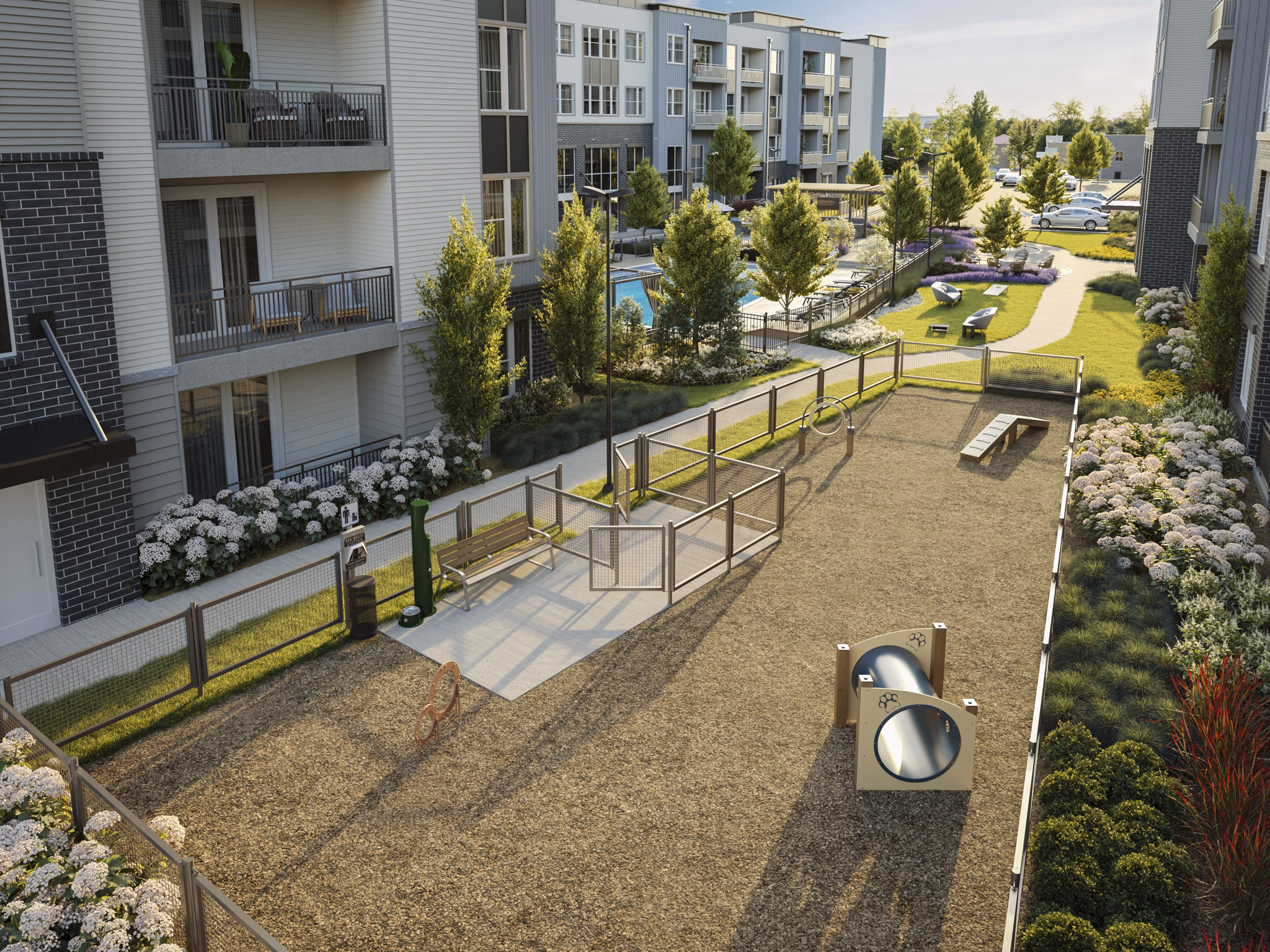 dog park at Station A Apartments 