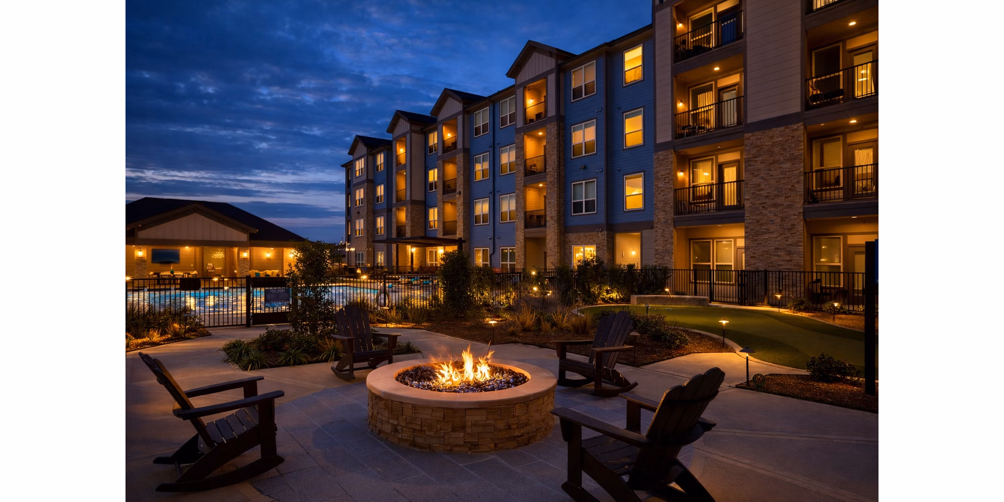 fire pit at Casella Apartments