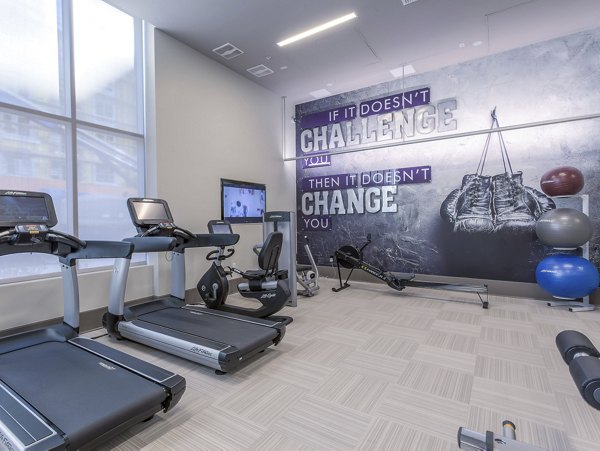 fitness center at The Adeline Apartments
