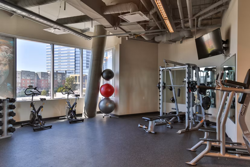 fitness center at Soma Towers Apartments