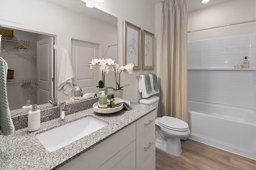 bathroom at East Mint Apartments