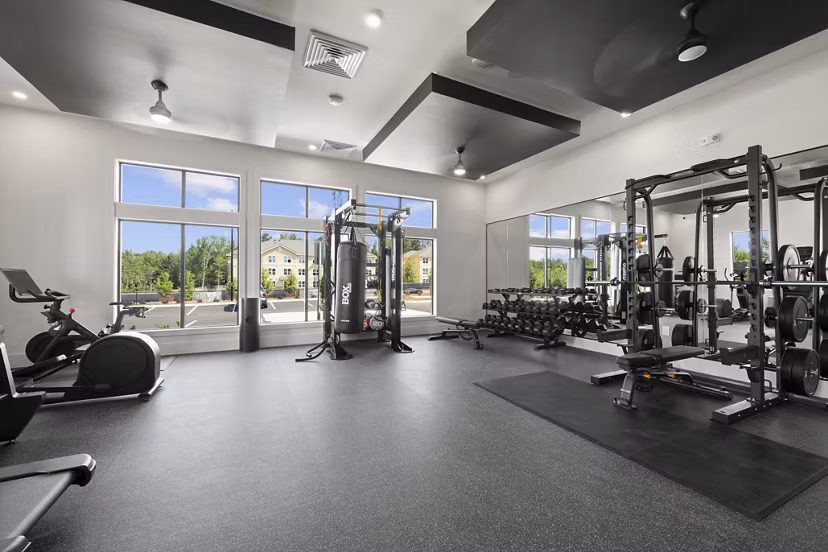 fitness center at East Mint Apartments