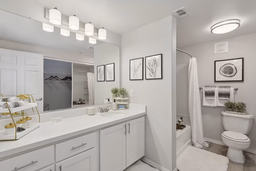 bathroom at Monticello at Southport Apartments