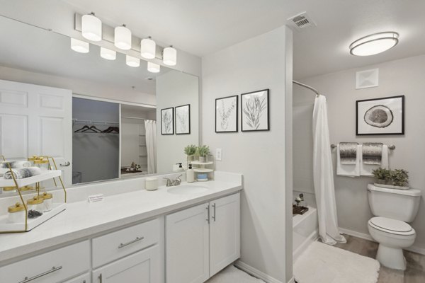 bathroom at Monticello at Southport Apartments