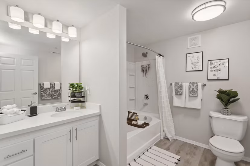 bathroom at Monticello at Southport Apartments