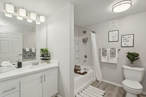 bathroom at Monticello at Southport Apartments