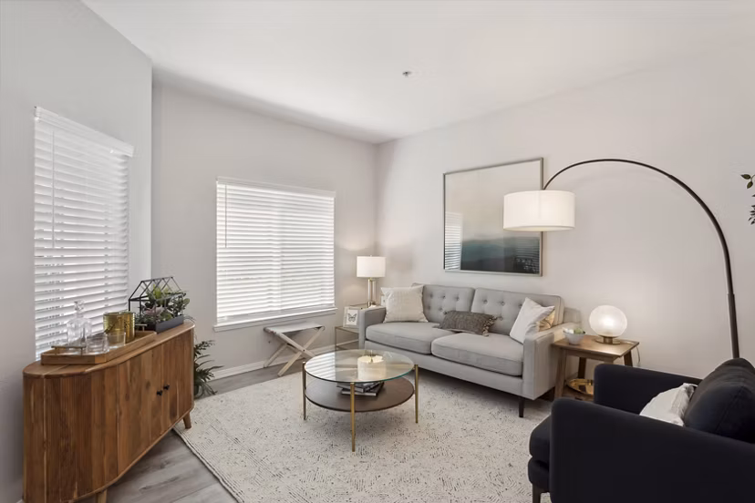 living room at Monticello at Southport Apartments