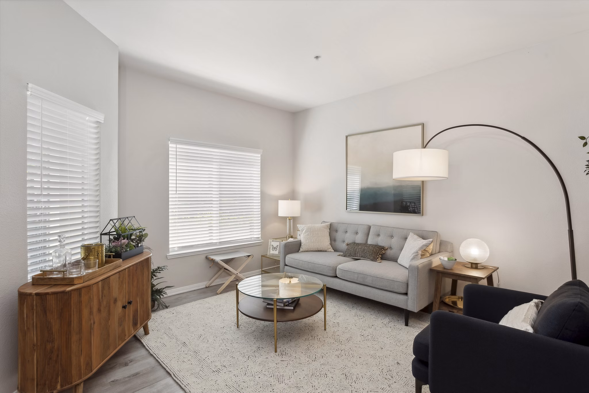 living room at Monticello at Southport Apartments