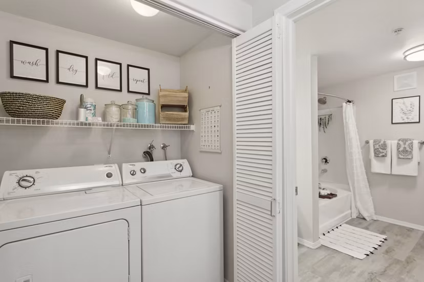 laundry room at Monticello at Southport Apartments